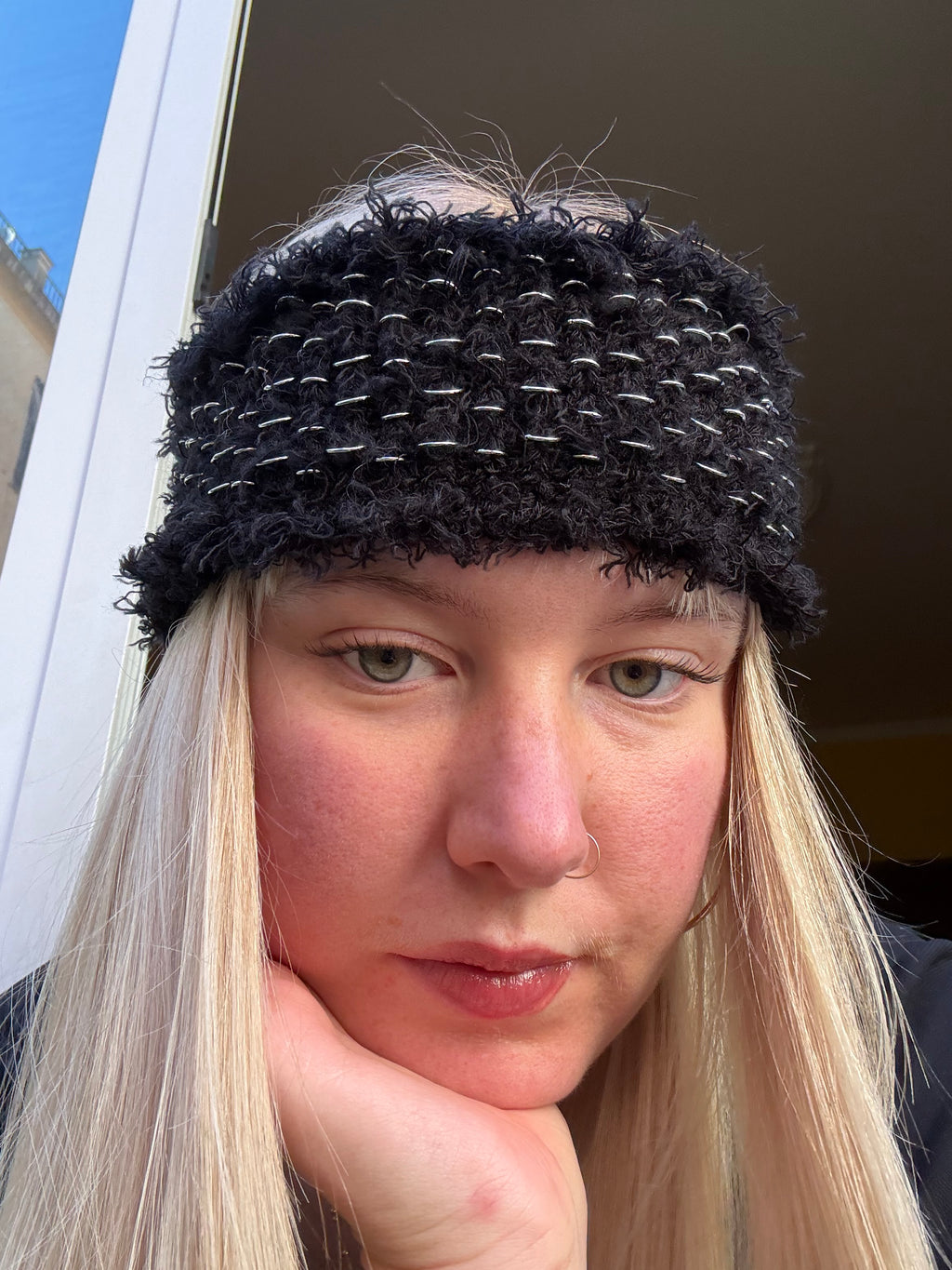 Black & Silver Fluffy Headband
