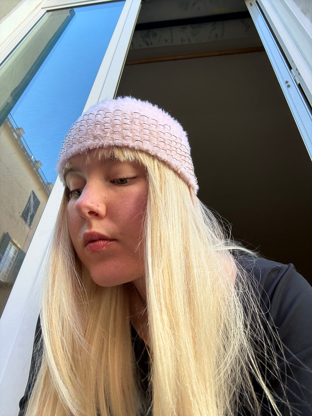 Silver Rose Fluffy Headband