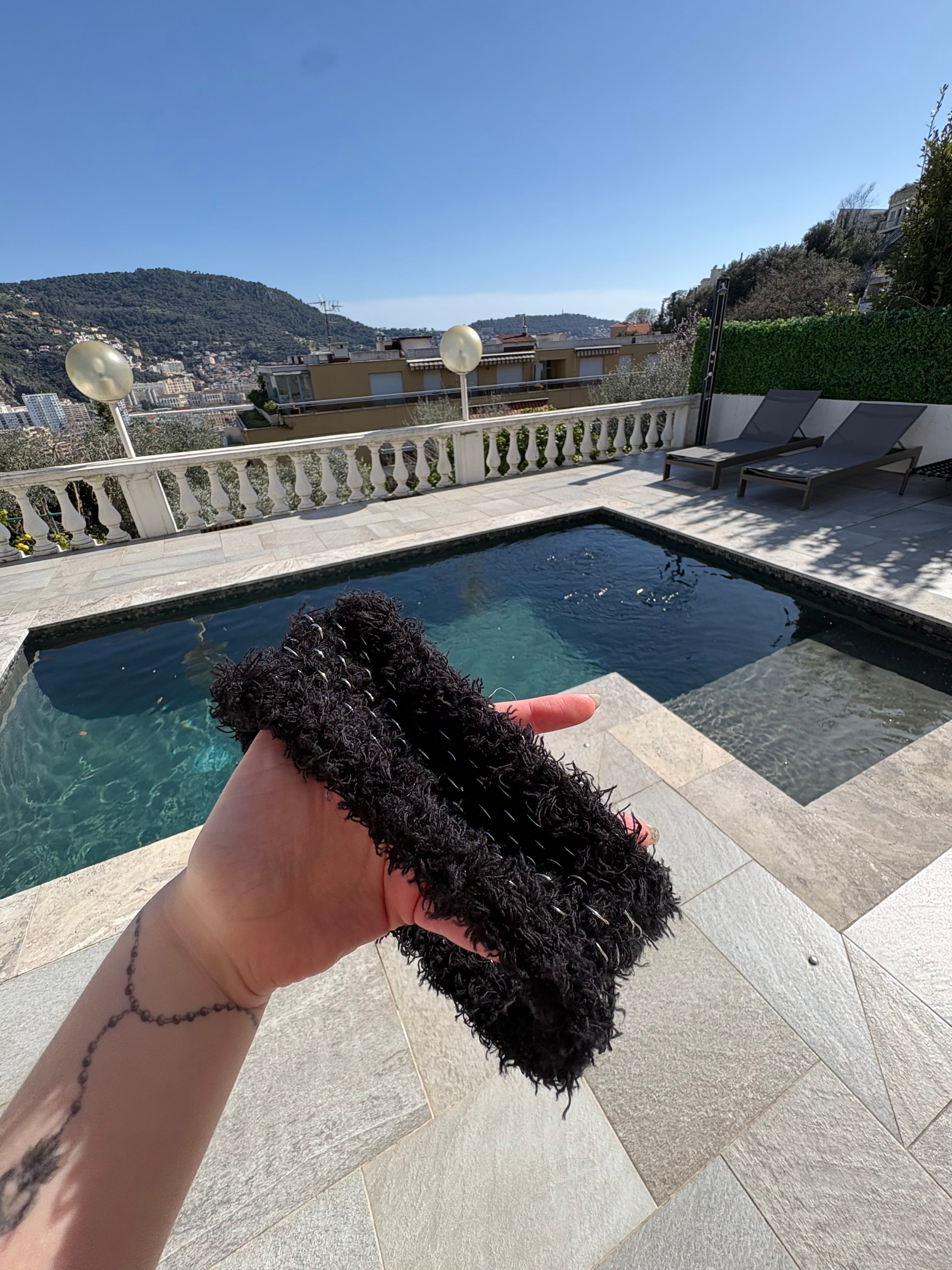 Black & Silver Fluffy Headband