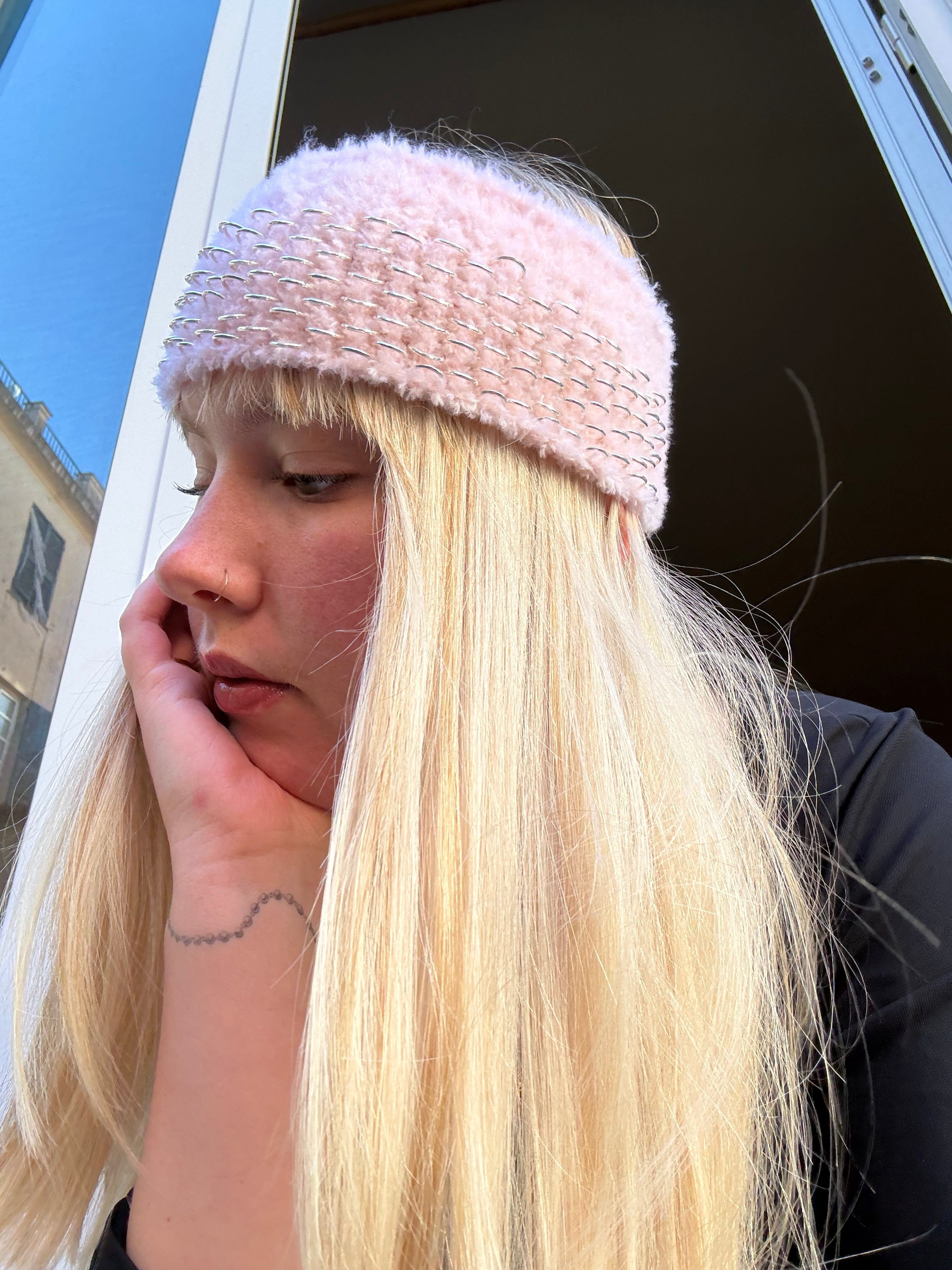 Silver Rose Fluffy Headband