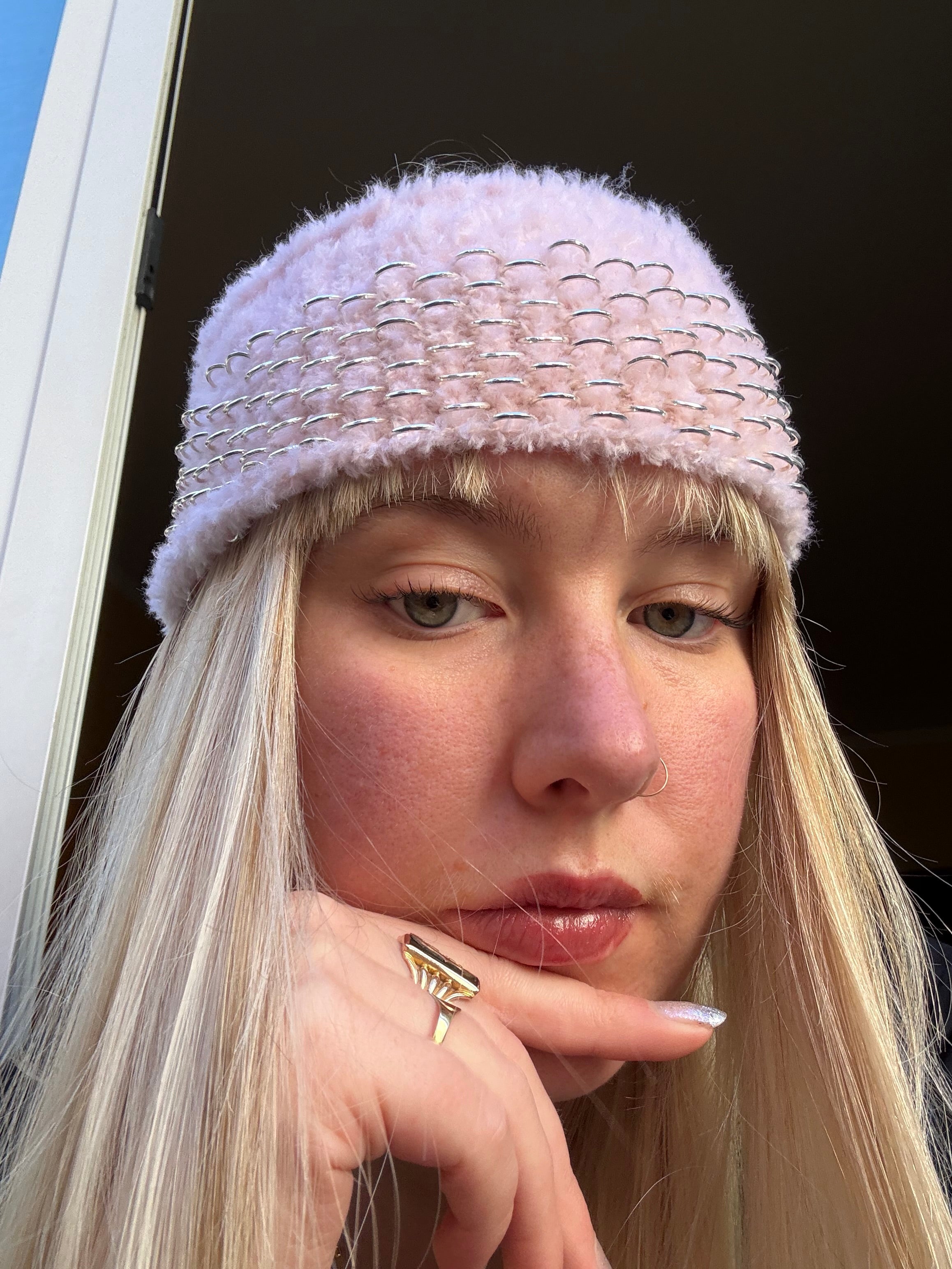 Silver Rose Fluffy Headband