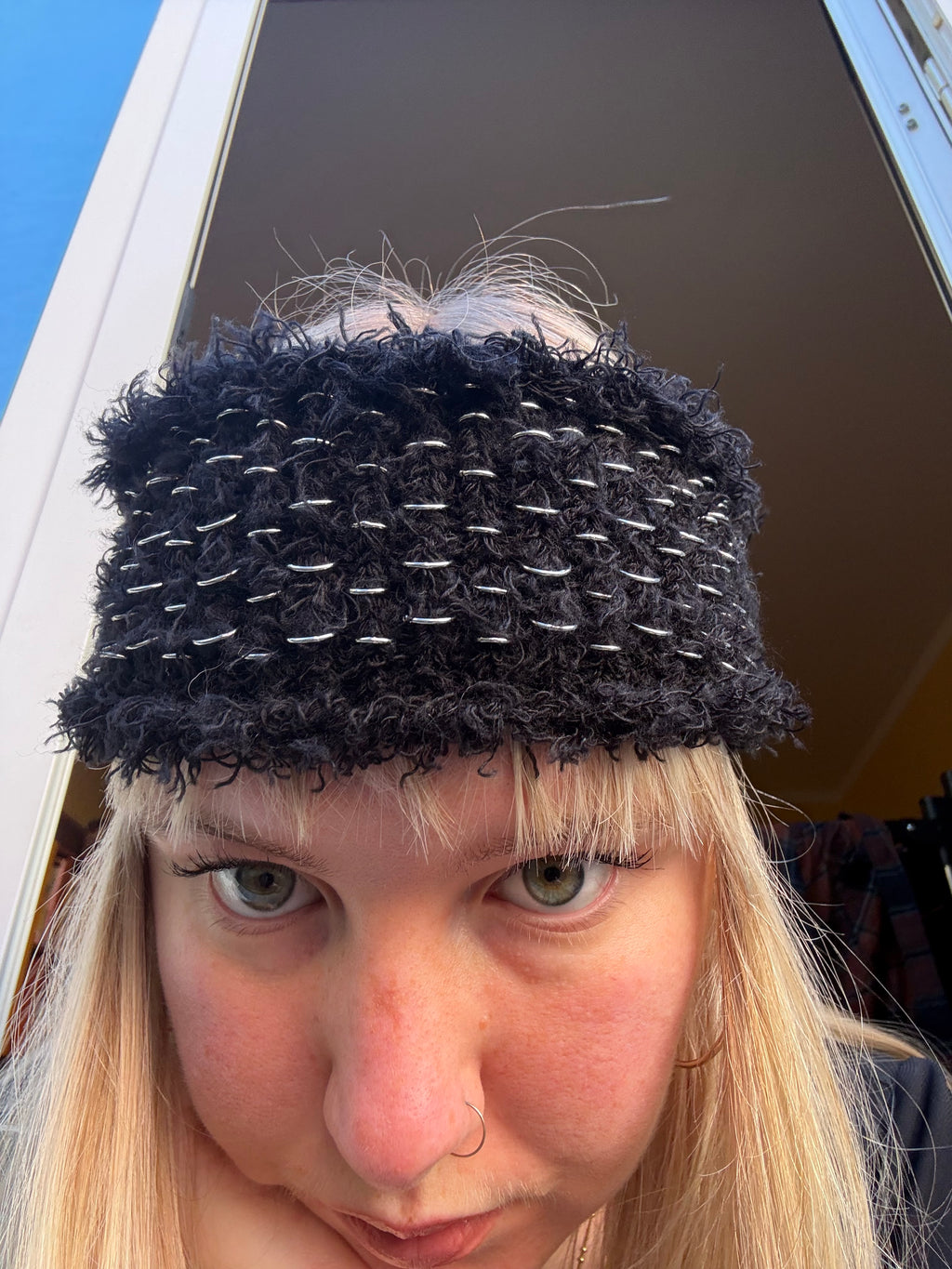 Black & Silver Fluffy Headband