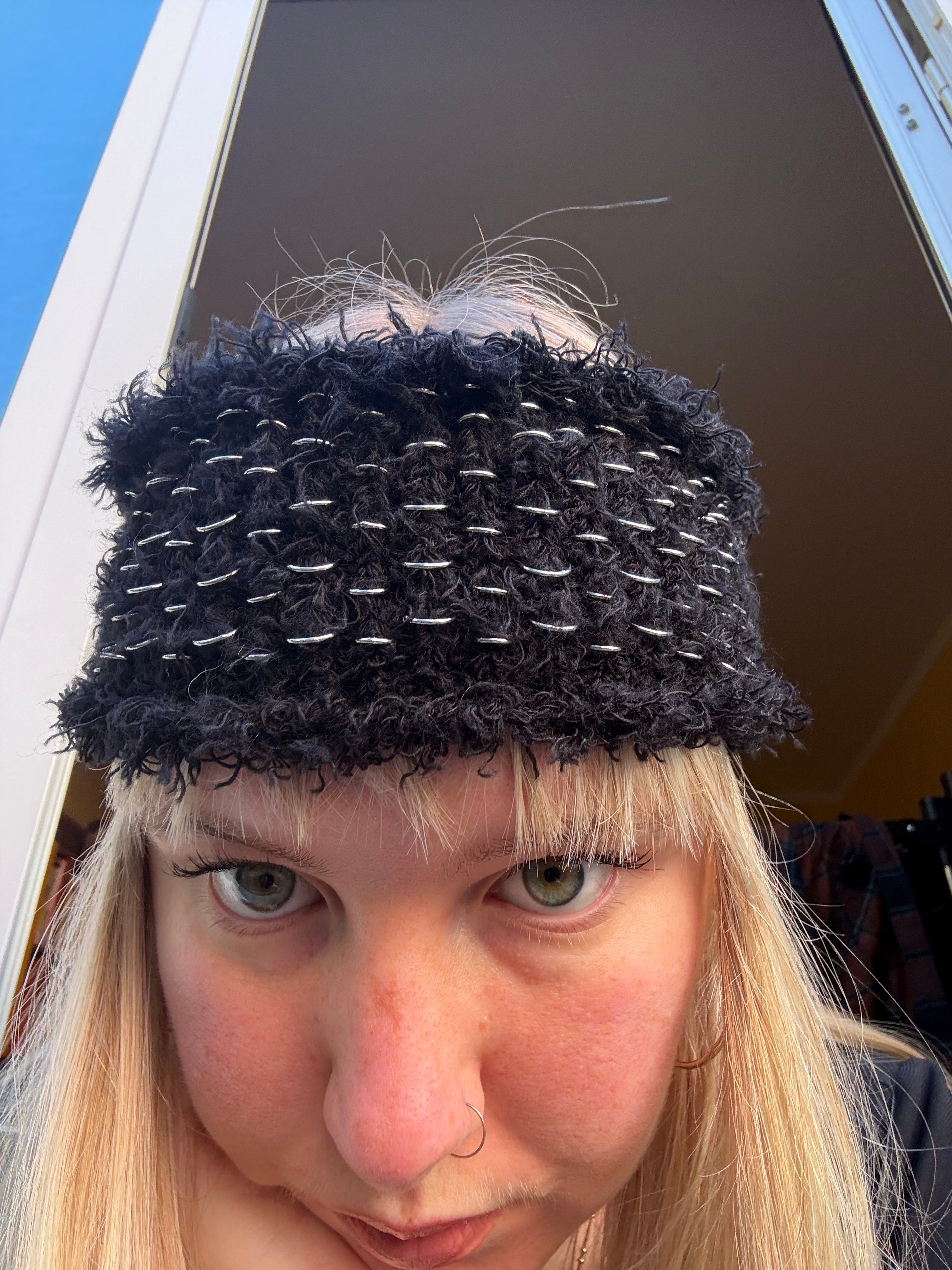 Black & Silver Fluffy Headband