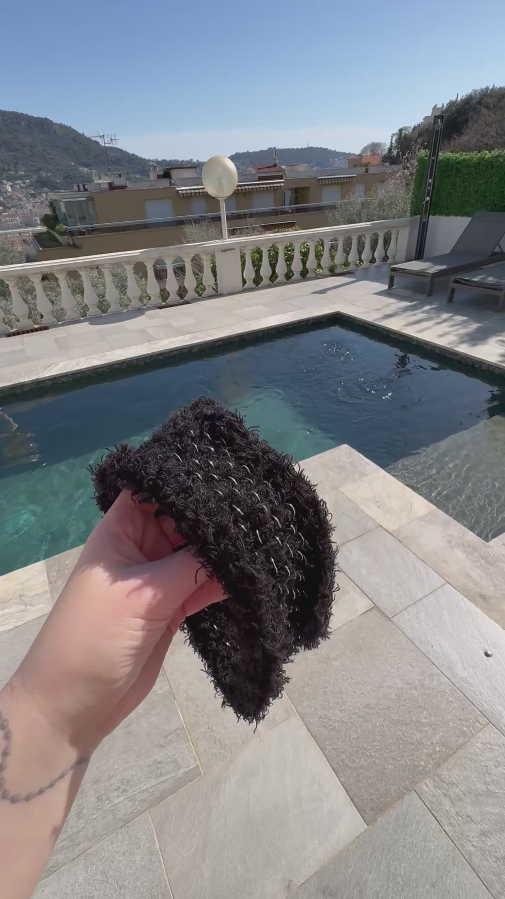 Black & Silver Fluffy Headband
